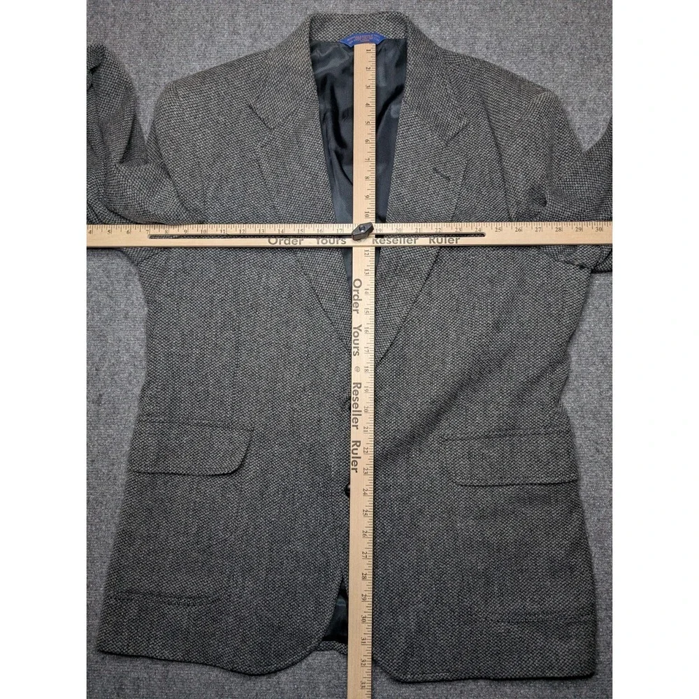 Pendleton‎ Virgin Wool Blazer Sports Coat Men's 44L Gray Suede Elbow Patches Vtg